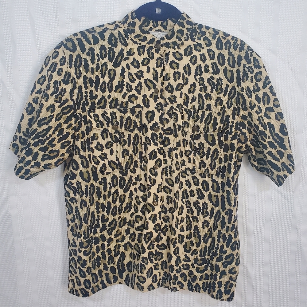 Vintage Doncaster Button Down Blouse Animal/Leopa… - image 1